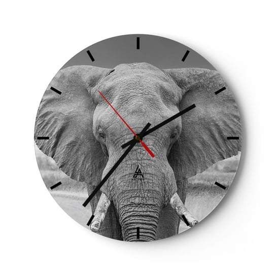 Zegar ścienny - Witaj w moim świecie - 30x30cm - Słoń Afryka Zwierzęta - Okrągły zegar na szkle - Nowoczeny Stylowy Zegar do salonu do kuchni - Cichy i Modny zegar ARTTOR