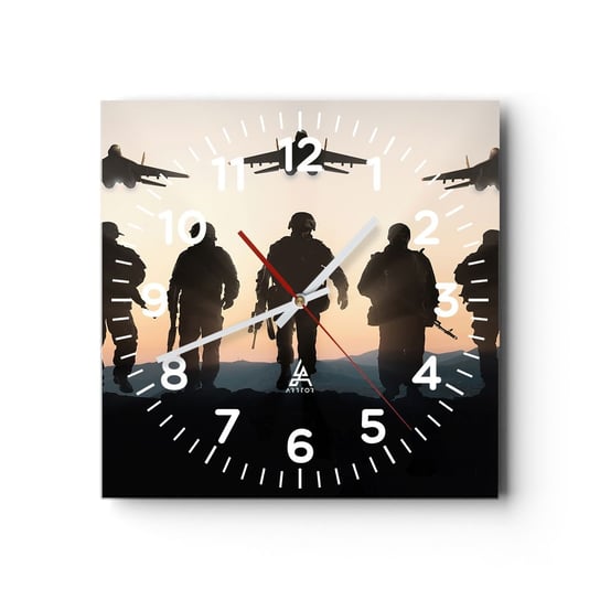 Zegar ścienny - Witaj w naszym świecie - 30x30cm - Militaria Wojsko Żołnierze - Kwadratowy zegar ścienny - Nowoczeny Stylowy Zegar do salonu do kuchni - Cichy i Modny zegar ARTTOR