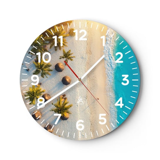 Zegar ścienny - Witaj w raju - 30x30cm - Plaża Palmy Egzotyka - Okrągły zegar ścienny - Nowoczeny Stylowy Zegar do salonu do kuchni - Cichy i Modny zegar ARTTOR