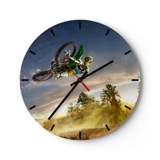 Zegar ścienny - Włącz emocje! - 40x40cm - Sport Motocykl Motocross - Okrągły zegar ścienny - Nowoczeny Stylowy Zegar do salonu do kuchni - Cichy i Modny zegar ARTTOR