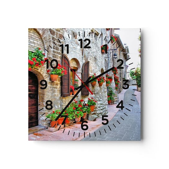 Zegar ścienny - Włoskie klimaty - 30x30cm - Miasto Włochy Architektura - Kwadratowy zegar ścienny - Nowoczeny Stylowy Zegar do salonu do kuchni - Cichy i Modny zegar ARTTOR