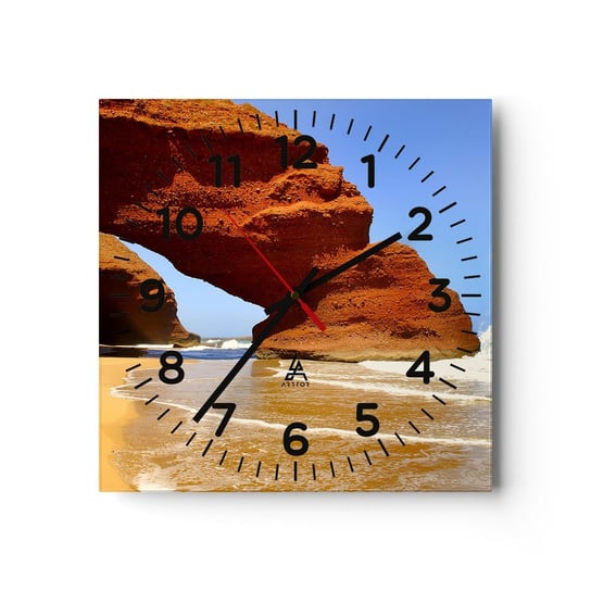 Zegar ścienny - Woda i wiatr przez tysiące lat - 30x30cm - Krajobraz Maroko Ocean - Kwadratowy zegar ścienny - Nowoczeny Stylowy Zegar do salonu do kuchni - Cichy i Modny zegar ARTTOR