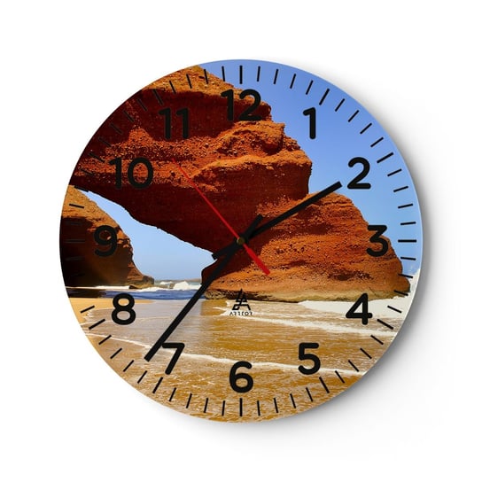 Zegar ścienny - Woda i wiatr przez tysiące lat - 30x30cm - Krajobraz Maroko Ocean - Okrągły zegar ścienny - Nowoczeny Stylowy Zegar do salonu do kuchni - Cichy i Modny zegar ARTTOR