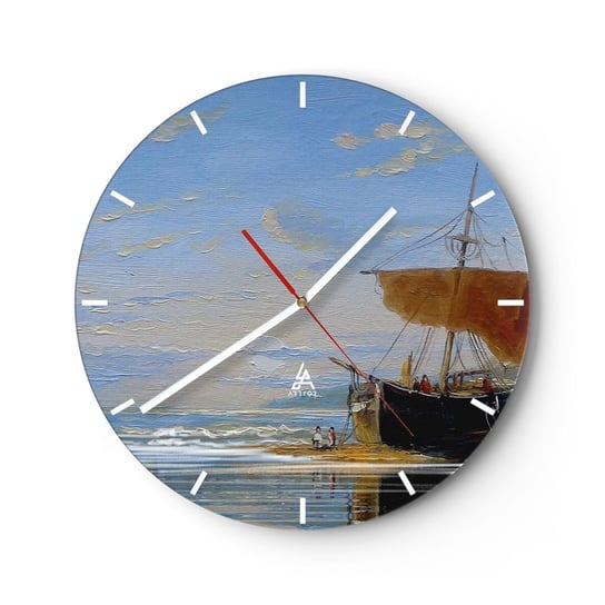 Zegar ścienny - Woda, ziemia, powietrze - 40x40cm - Pejzaż Morze Marynistyczny - Okrągły zegar ścienny - Nowoczeny Stylowy Zegar do salonu do kuchni - Cichy i Modny zegar ARTTOR