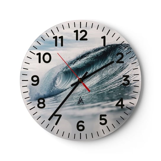 Zegar ścienny - Wodny szczyt - 30x30cm - Fala Morska Morze Ocean - Okrągły zegar ścienny - Nowoczeny Stylowy Zegar do salonu do kuchni - Cichy i Modny zegar ARTTOR