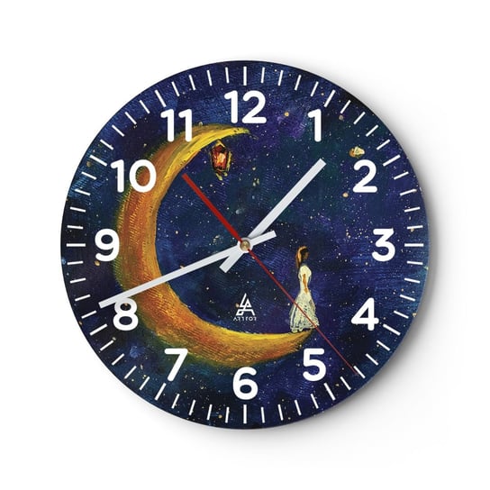 Zegar ścienny - Wołanie świata - 30x30cm - Fantasy Dla Dzieci Księżyc - Okrągły zegar ścienny - Nowoczeny Stylowy Zegar do salonu do kuchni - Cichy i Modny zegar ARTTOR