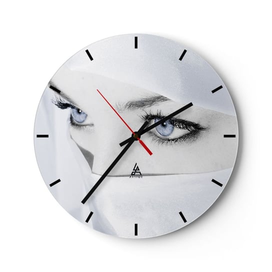 Zegar ścienny - Wprost z tysiąca i jednej nocy - 30x30cm - Kobieta Oczy Kultura - Okrągły zegar na szkle - Nowoczeny Stylowy Zegar do salonu do kuchni - Cichy i Modny zegar ARTTOR