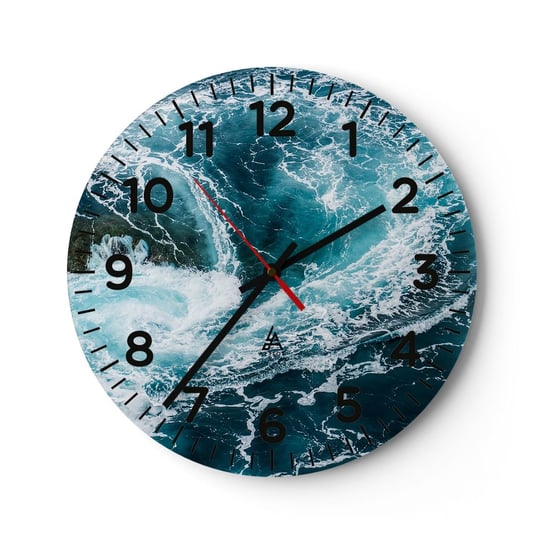 Zegar ścienny - Wrota do wnętrza Ziemi - 40x40cm - Morze Abstrakcja Sztuka - Okrągły zegar szklany - Nowoczeny Stylowy Zegar do salonu do kuchni - Cichy i Modny zegar ARTTOR