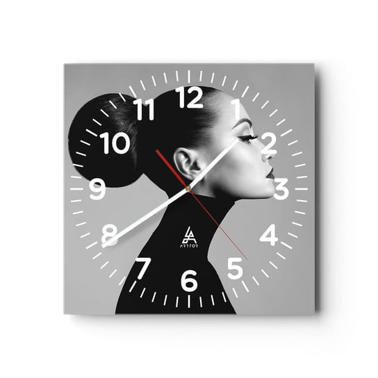 Zegar ścienny - Współczesna Nefretete - 30x30cm - Kobieta Fryzura Modelka - Kwadratowy zegar ścienny - Nowoczeny Stylowy Zegar do salonu do kuchni - Cichy i Modny zegar ARTTOR