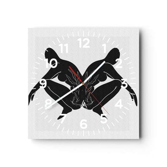Zegar ścienny - Wspólna dusza - 30x30cm - Ludzie Minimalistyczny Bliźnięta - Kwadratowy zegar ścienny - Nowoczeny Stylowy Zegar do salonu do kuchni - Cichy i Modny zegar ARTTOR