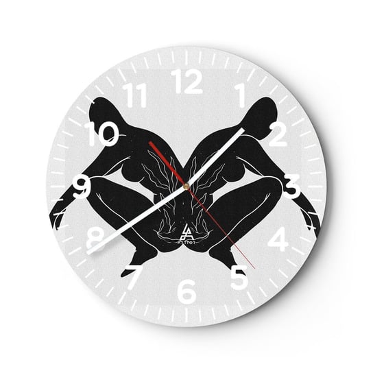 Zegar ścienny - Wspólna dusza - 40x40cm - Ludzie Minimalistyczny Bliźnięta - Okrągły zegar szklany - Nowoczeny Stylowy Zegar do salonu do kuchni - Cichy i Modny zegar ARTTOR