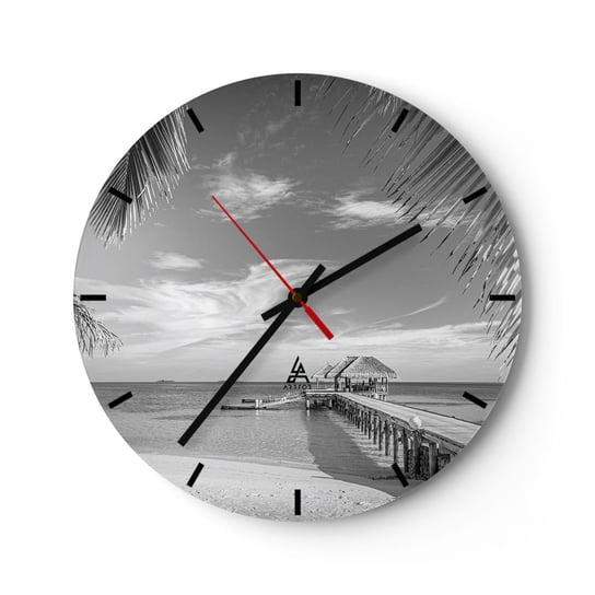 Zegar ścienny - Wspomnienie czy marzenie? - 40x40cm - Krajobraz Morski Plaża Drewniane Molo - Okrągły zegar ścienny - Nowoczeny Stylowy Zegar do salonu do kuchni - Cichy i Modny zegar ARTTOR