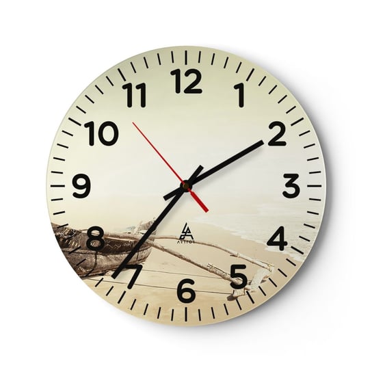 Zegar ścienny - Wspomnienie mórz południowych - 30x30cm - Krajobraz Morze Plaża - Okrągły zegar ścienny - Nowoczeny Stylowy Zegar do salonu do kuchni - Cichy i Modny zegar ARTTOR