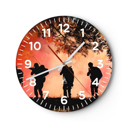 Zegar ścienny - …Wszyscy za jednego. - 30x30cm - Żołnierz Broń Karabin - Okrągły zegar ścienny - Nowoczeny Stylowy Zegar do salonu do kuchni - Cichy i Modny zegar ARTTOR
