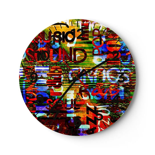 Zegar ścienny - Wszystkie barwy dźwięku - 40x40cm - Graffiti Grafika Sztuka - Okrągły zegar szklany - Nowoczeny Stylowy Zegar do salonu do kuchni - Cichy i Modny zegar ARTTOR