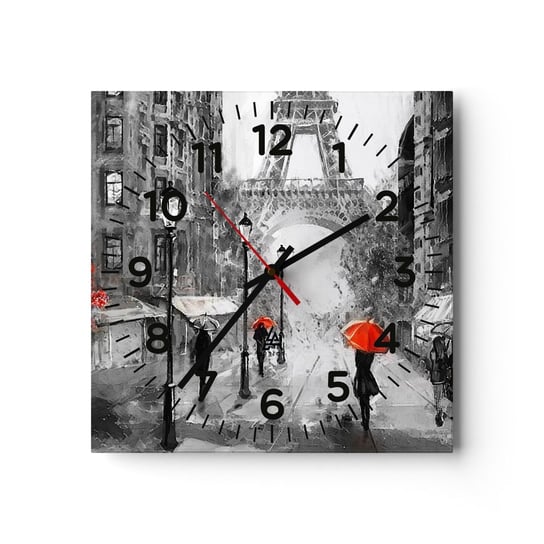 Zegar ścienny - Wszystkie drogi prowadzą do niej - 30x30cm - Miasto Paryż Wieża Eiffla - Kwadratowy zegar ścienny - Nowoczeny Stylowy Zegar do salonu do kuchni - Cichy i Modny zegar ARTTOR