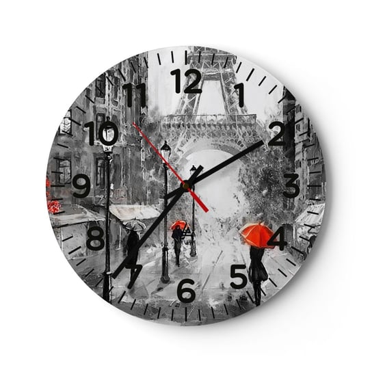Zegar ścienny - Wszystkie drogi prowadzą do niej - 30x30cm - Miasto Paryż Wieża Eiffla - Okrągły zegar ścienny - Nowoczeny Stylowy Zegar do salonu do kuchni - Cichy i Modny zegar ARTTOR