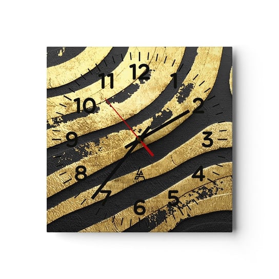 Zegar ścienny - Wszystko płynie - 30x30cm - Abstrakcja Sztuka Złoto - Kwadratowy zegar ścienny - Nowoczeny Stylowy Zegar do salonu do kuchni - Cichy i Modny zegar ARTTOR