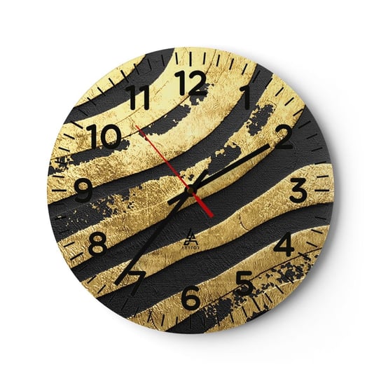 Zegar ścienny - Wszystko płynie - 30x30cm - Abstrakcja Sztuka Złoto - Okrągły zegar ścienny - Nowoczeny Stylowy Zegar do salonu do kuchni - Cichy i Modny zegar ARTTOR