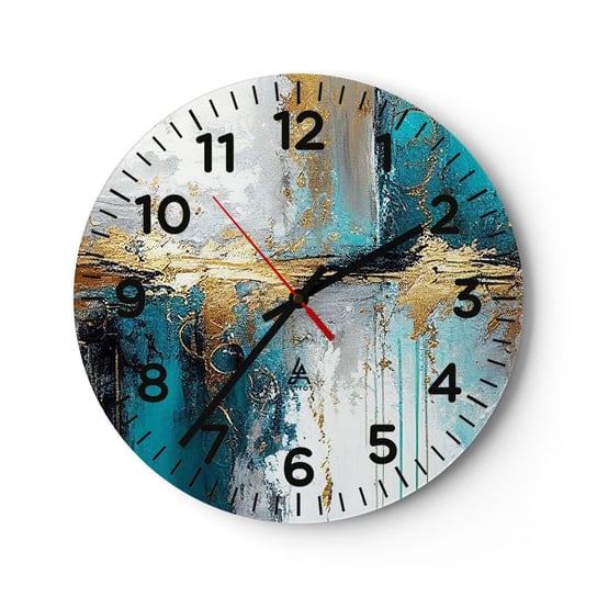 Zegar ścienny - Wszystko płynie - 30x30cm - Art Deco Sztuka Nowoczesny - Okrągły zegar ścienny - Nowoczeny Stylowy Zegar do salonu do kuchni - Cichy i Modny zegar ARTTOR