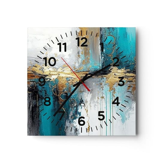 Zegar ścienny - Wszystko płynie - 40x40cm - Art Deco Sztuka Nowoczesny - Kwadratowy zegar szklany - Nowoczeny Stylowy Zegar do salonu do kuchni - Cichy i Modny zegar ARTTOR