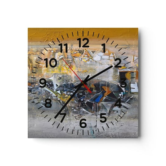 Zegar ścienny - Wszystko się poukłada - 30x30cm - Abstrakcja Sztuka Grafika - Kwadratowy zegar ścienny - Nowoczeny Stylowy Zegar do salonu do kuchni - Cichy i Modny zegar ARTTOR