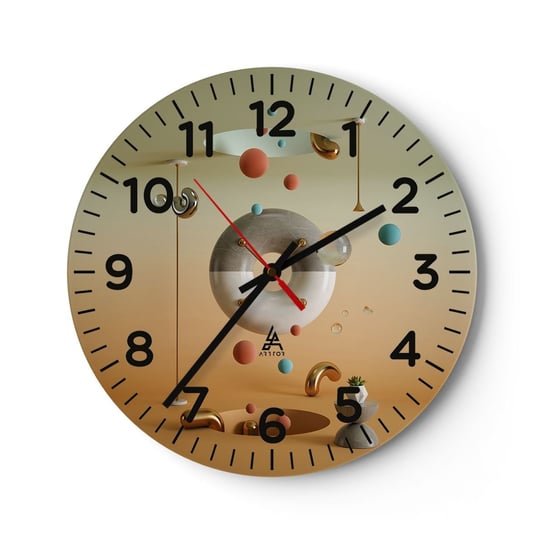 Zegar ścienny - Wszystko się zdarzyć może - 40x40cm - Abstrakcja Surrealizm 3D - Okrągły zegar szklany - Nowoczeny Stylowy Zegar do salonu do kuchni - Cichy i Modny zegar ARTTOR