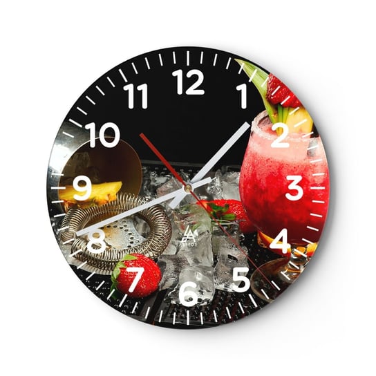 Zegar ścienny - Wyczarować smak - 30x30cm - Napój Koktajl Shaker - Okrągły zegar ścienny - Nowoczeny Stylowy Zegar do salonu do kuchni - Cichy i Modny zegar ARTTOR