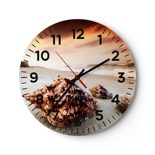 Zegar ścienny - Wygnanki fal - 30x30cm - Krajobraz Morze Muszla - Okrągły zegar ścienny - Nowoczeny Stylowy Zegar do salonu do kuchni - Cichy i Modny zegar ARTTOR