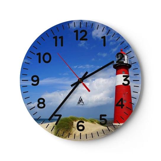 Zegar ścienny - Wymarzona samotnia - 30x30cm - Krajobraz Latarnia Morska Holandia - Okrągły zegar ścienny - Nowoczeny Stylowy Zegar do salonu do kuchni - Cichy i Modny zegar ARTTOR