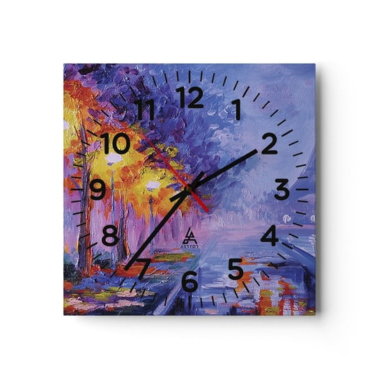 Zegar ścienny - Wymarzony spacer - 30x30cm - Miasto Paryż Wieża Eiffla - Kwadratowy zegar ścienny - Nowoczeny Stylowy Zegar do salonu do kuchni - Cichy i Modny zegar ARTTOR