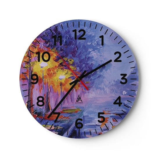 Zegar ścienny - Wymarzony spacer - 30x30cm - Miasto Paryż Wieża Eiffla - Okrągły zegar ścienny - Nowoczeny Stylowy Zegar do salonu do kuchni - Cichy i Modny zegar ARTTOR