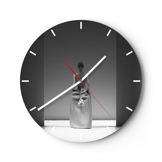 Zegar ścienny - Wyrafinowana prostota - 30x30cm - Moda Kobieta Suknia - Okrągły zegar na szkle - Nowoczeny Stylowy Zegar do salonu do kuchni - Cichy i Modny zegar ARTTOR