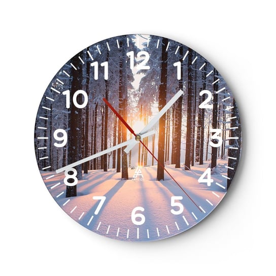 Zegar ścienny - Wyraźnie czarno na białym - 30x30cm - Krajobraz Las Śnieg - Okrągły zegar ścienny - Nowoczeny Stylowy Zegar do salonu do kuchni - Cichy i Modny zegar ARTTOR