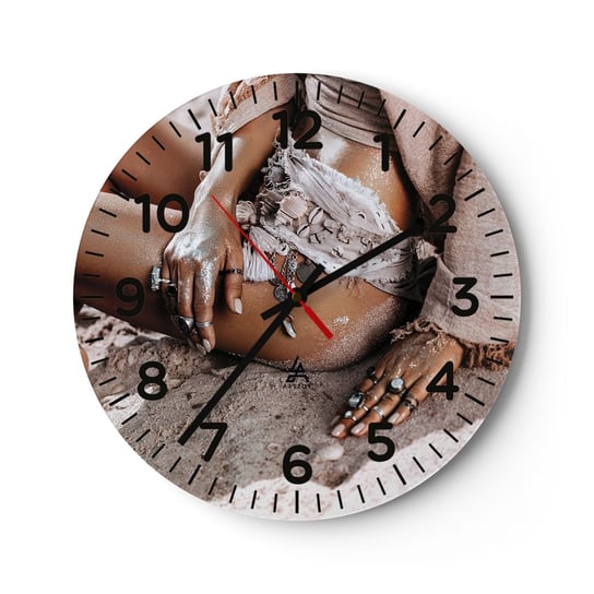 Zegar ścienny - Wyrzucona przez fale? - 40x40cm - Ciało Kobieta Boho - Okrągły zegar szklany - Nowoczeny Stylowy Zegar do salonu do kuchni - Cichy i Modny zegar ARTTOR