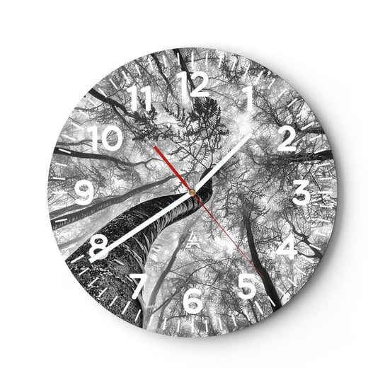 Zegar ścienny - Wyścig do światła - 40x40cm - Las Drzewa Natura - Okrągły zegar szklany - Nowoczeny Stylowy Zegar do salonu do kuchni - Cichy i Modny zegar ARTTOR