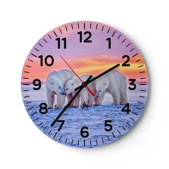Zegar ścienny - Wystarczy rodzinne ciepło - 30x30cm - Zwierzęta Niedźwiedź Polarny Śnieg - Okrągły zegar ścienny - Nowoczeny Stylowy Zegar do salonu do kuchni - Cichy i Modny zegar ARTTOR