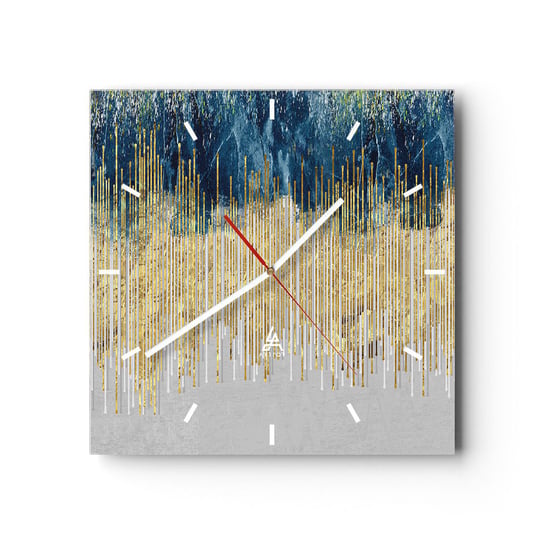 Zegar ścienny - Wyzłocona granica - 30x30cm - Sztuka Art Deco Współczesny - Kwadratowy zegar na szkle - Nowoczeny Stylowy Zegar do salonu do kuchni - Cichy i Modny zegar ARTTOR