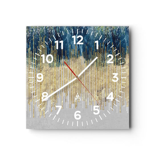 Zegar ścienny - Wyzłocona granica - 30x30cm - Sztuka Art Deco Współczesny - Kwadratowy zegar ścienny - Nowoczeny Stylowy Zegar do salonu do kuchni - Cichy i Modny zegar ARTTOR