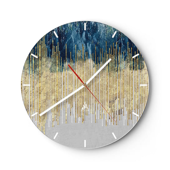 Zegar ścienny - Wyzłocona granica - 30x30cm - Sztuka Art Deco Współczesny - Okrągły zegar na szkle - Nowoczeny Stylowy Zegar do salonu do kuchni - Cichy i Modny zegar ARTTOR