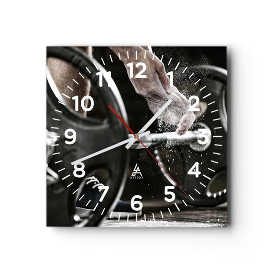 Zegar ścienny - Wyzwanie podjęte! - 30x30cm - Sport Siłownia Podnoszenie Ciężarów - Kwadratowy zegar ścienny - Nowoczeny Stylowy Zegar do salonu do kuchni - Cichy i Modny zegar ARTTOR