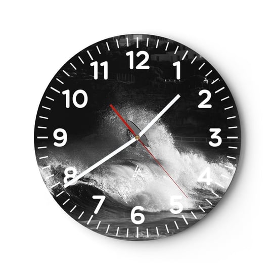 Zegar ścienny - Wyzwanie przyjęte! - 30x30cm - Surfing Fala Sporty Wodne - Okrągły zegar ścienny - Nowoczeny Stylowy Zegar do salonu do kuchni - Cichy i Modny zegar ARTTOR