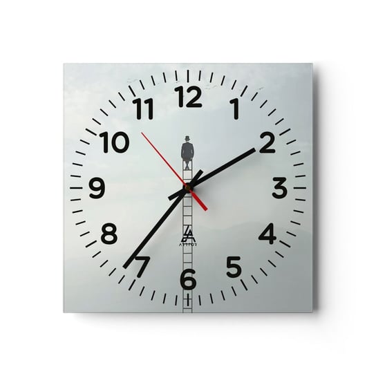 Zegar ścienny - Wznieś się ponadto - 30x30cm - Abstrakcja Mężczyzna Sztuka - Kwadratowy zegar ścienny - Nowoczeny Stylowy Zegar do salonu do kuchni - Cichy i Modny zegar ARTTOR