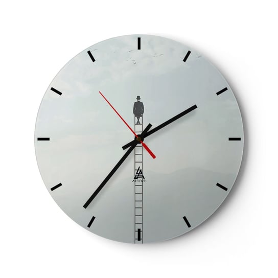 Zegar ścienny - Wznieś się ponadto - 30x30cm - Abstrakcja Mężczyzna Sztuka - Okrągły zegar na szkle - Nowoczeny Stylowy Zegar do salonu do kuchni - Cichy i Modny zegar ARTTOR