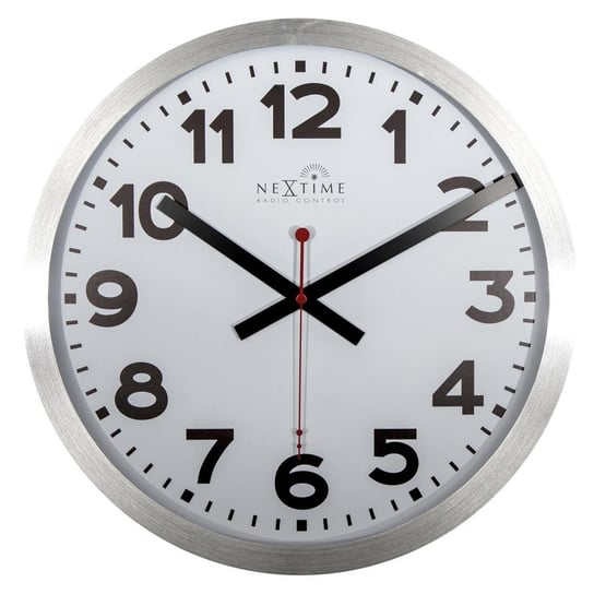Zegar ścienny z cyframi NEXTIME Station RCC, srebrny, 35x4,5 cm Nextime