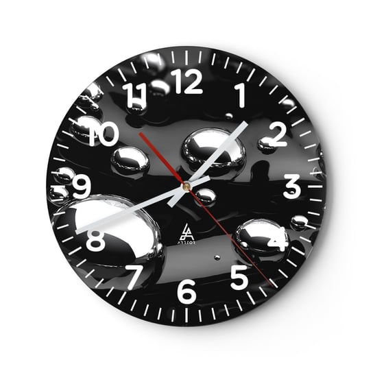 Zegar ścienny - Z czarnej toni - 30x30cm - Abstrakcja Chromowane Kule 3D - Okrągły zegar ścienny - Nowoczeny Stylowy Zegar do salonu do kuchni - Cichy i Modny zegar ARTTOR