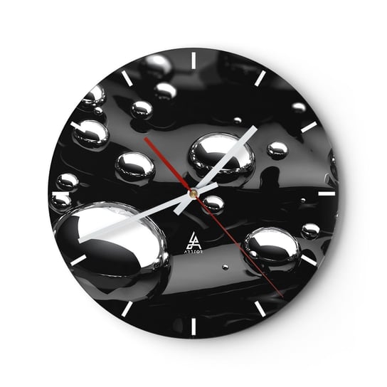 Zegar ścienny - Z czarnej toni - 40x40cm - Abstrakcja Chromowane Kule 3D - Okrągły zegar ścienny - Nowoczeny Stylowy Zegar do salonu do kuchni - Cichy i Modny zegar ARTTOR