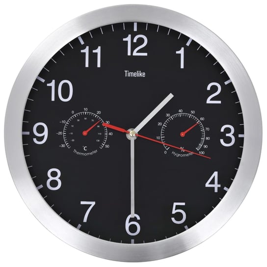 Zegar ścienny z higrometrem i termometrem MWGroup, czarny, 30 cm vidaXL