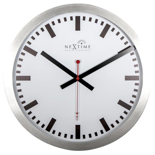 Zegar ścienny z indeksami NEXTIME Station RCC, srebrny, 35x4,5 cm Nextime