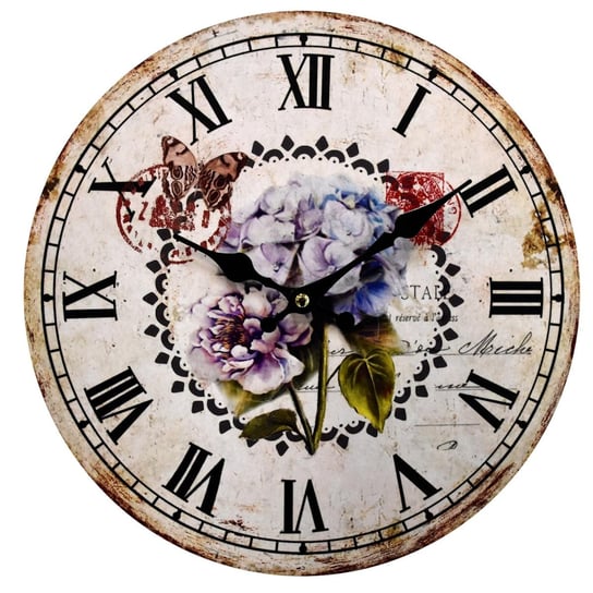 Zegar ścienny z kwiatami Floks Ø34 cm Duwen